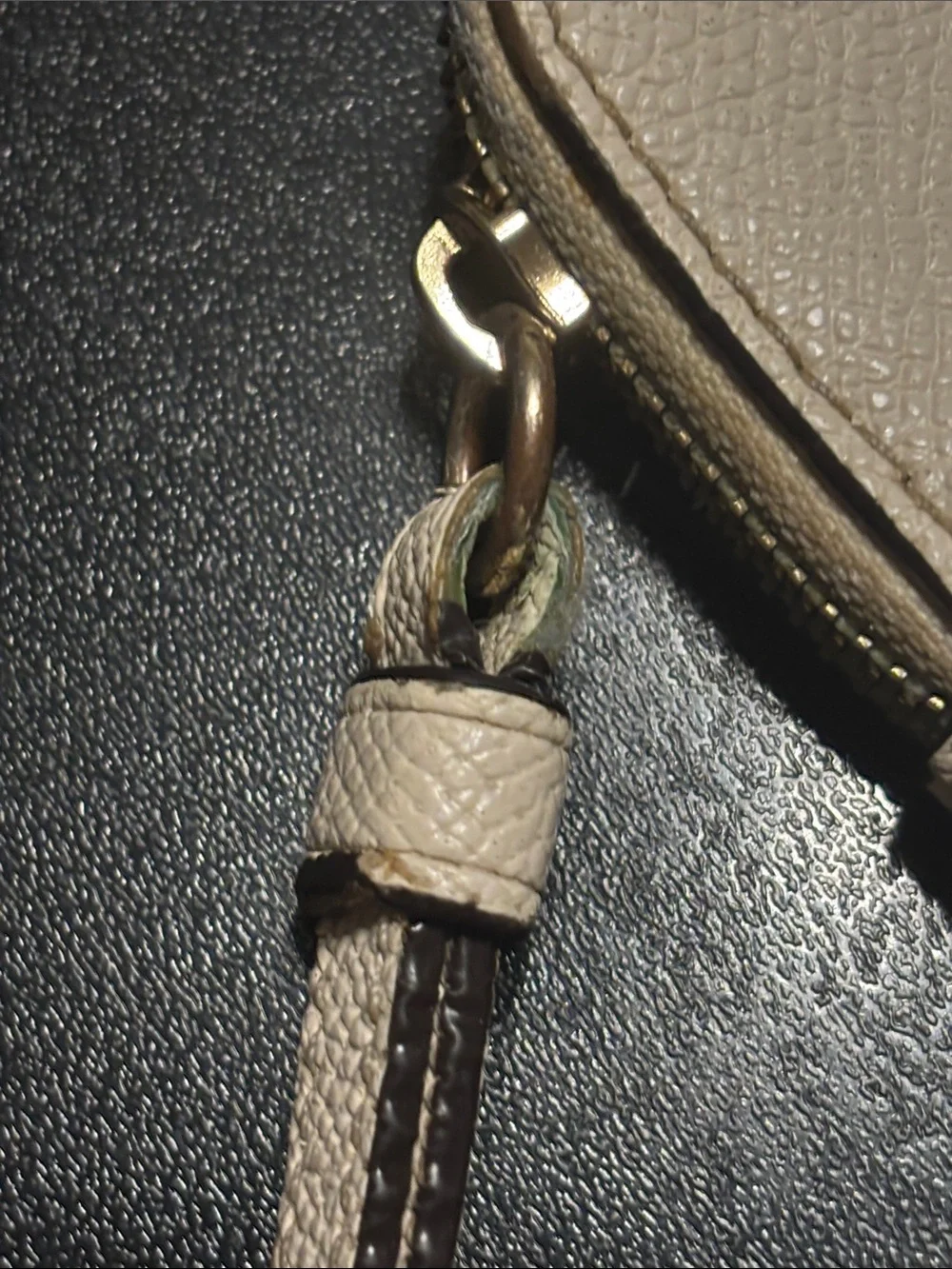 Coach Cream Leather Corner‎ Zip Wristlet with Gold Logo